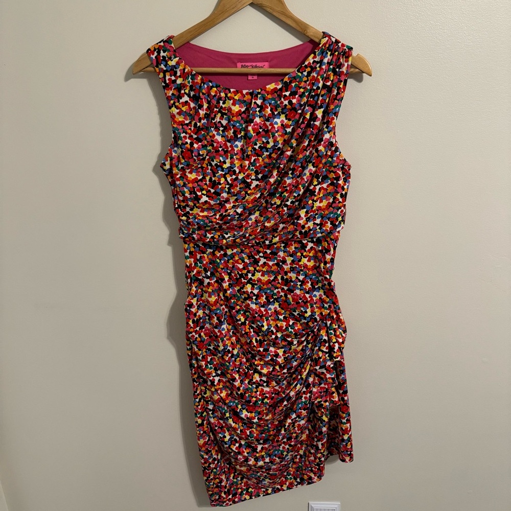 Betsy Johnson Multicolor Print Scoop Neck Sleeveless Asymmetrical Dress Size 10